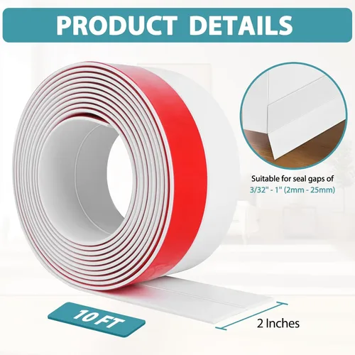 Miniatura 6 de Burlete Sellador de Corrientes de Aire para Puerta, Tira Selladora de Puerta de Silicona Flexible Autoadhesiva para Puertas de Vidrio, Ventanas