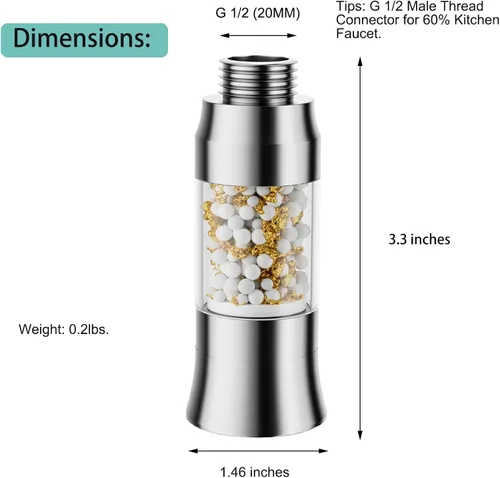Miniatura 9 de Reemplazo de cabezal de grifo de cocina de metal con filtro, filtro de agua de cabezal rociador desplegable para fregadero, 2 modos de reemplazo