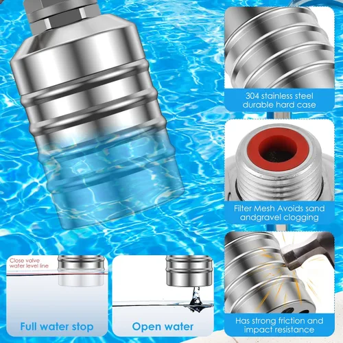 Miniatura 5 de Válvula de flotador de control de nivel de agua, válvula de bola flotante automática de acero inoxidable, mini apagado automático, controlador