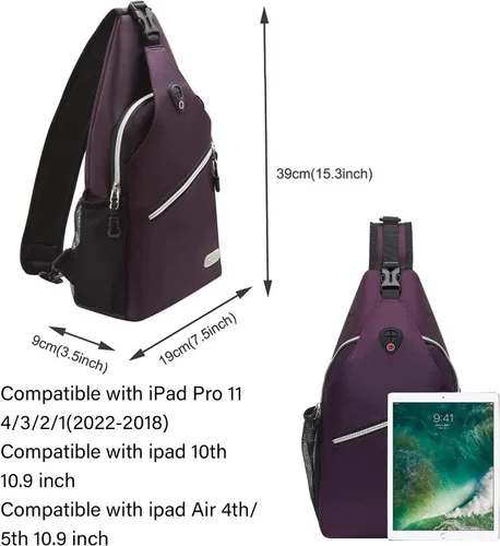 Miniatura 4 de Mosiso - Mochila bandolera multiusos, para viajes, senderismo, etc. Púrpura
