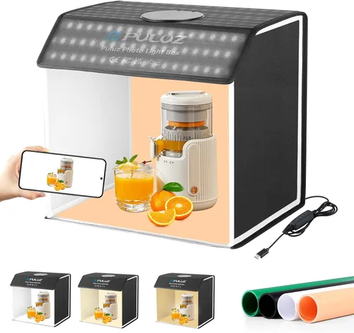 Miniatura 9 de PULUZ - Caja de estudio fotográfico, mini caja de luz plegable, anillo de luz LED, portátil, estudio fotográfico, fotografía, tienda de campaña, kit