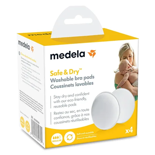 Miniatura 2 de Medela Safe & Dry - Almohadillas lavables para lactancia, 4 almohadillas para el pecho para la lactancia materna, ultraabsorbentes, reutilizables