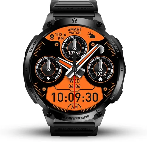 Miniatura 3 de ALPHAGEAR Bravo XL 2 Smartwatch para hombre, reloj inteligente táctico de cara grande, batería de 21 días de 720 mAh, pantalla AMOLED, linterna