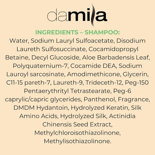 Miniatura 8 de Damila Champú y acondicionador sin sal y sulfato para queratina y cabello teñido – Paquete profesional de queratina para cabello dañado, encrespado