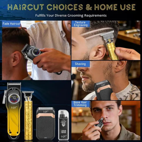 Miniatura 7 de Hair Clippers for Men with LED Display, 4-Piece Cordless Grooming Kit with Hair Clipper, Beard Trimmer, Foil Shaver, Nose Trimmer, Complete