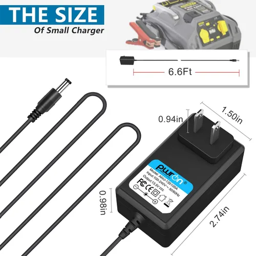 Miniatura 4 de Adaptador de CA de 6.6 pies 13.5 VCC 1A para Stanley J5C09 J312 J45TK Jump Starter, Stanley FATMAX 700 Peak 350 AMP J7CSR J7CS Jump Starter, Peak