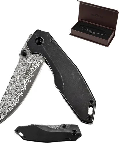 Miniatura 11 de ALBATROSS - Cuchillo de bolsillo plegable de acero Damasco para el Día del Padre, Día de la Madre y regalo de cumpleaños para él, cuchillo de garra