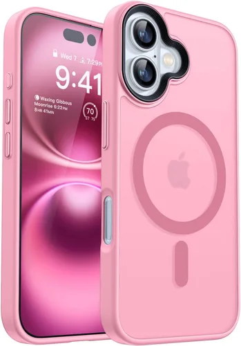 Miniatura 38 de CANSHN Funda magnética para iPhone 15 [compatible con MagSafe y probada contra caídas de grado MIL], funda delgada translúcida mate, antiarañazos, a