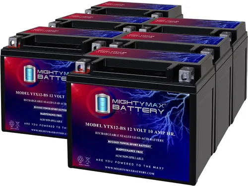 Mighty Max Battery YTX12-BS - Batería de repuesto de 12 V y 10 Ah compatible con Suzuki V-Strom VZ800, GSXR1000, 1300 TL, paquete de 6