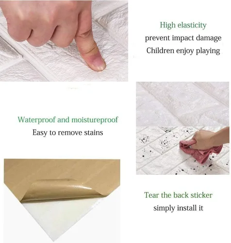 Miniatura 5 de Paneles de pared 3D adhesivos de pared, papel tapiz autoadhesivo impermeable, espuma de polietileno, decoración de despegar y pegar, paneles