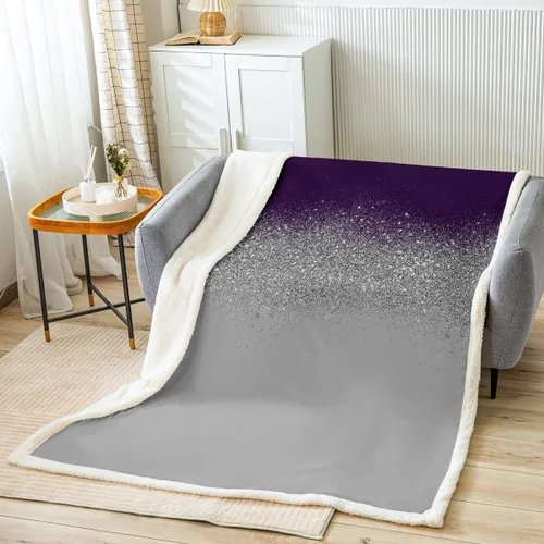 Miniatura 9 de Manfei Manta con purpurina negra y gris para decoración de habitación de niños, niñas, adolescentes, manta moderna de arte abstracto para sofá