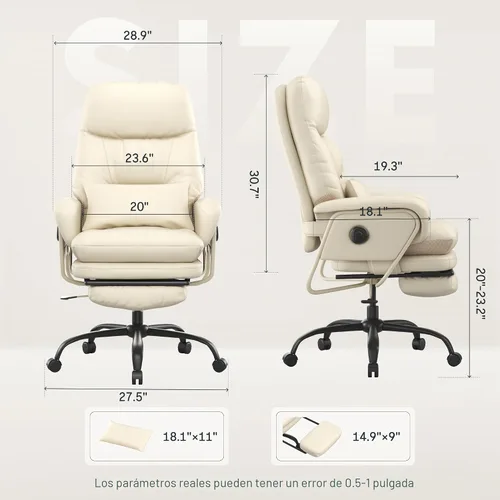 Miniatura 2 de FLEXISPOT Tumbona 2 en 1 para interiores con ruedas, reposapiés reclinable de 90-165°, sillas de oficina en casa para sala de estar, dormitorio
