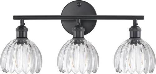 Miniatura 28 de Shenmoyl Accesorios de Iluminación para Baño, Lámpara de Pared de Latón de 3 Luces para Tocador Sobre Espejo con Pantalla de Cristal Tulipán Base
