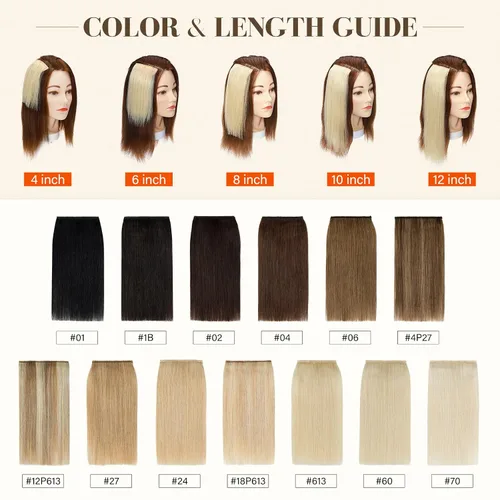 Miniatura 5 de S-noilite Extensiones de cabello corto con broches, 100% cabello humano real, 2 clips, extensiones con clip para mujeres con cabello delgado, añade