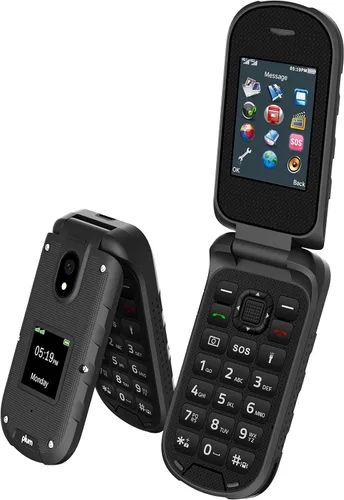 Plum RAM Plus 4G Volte Rugged Flip Phone, IP68 a prueba de golpes T-Mobile - Negro