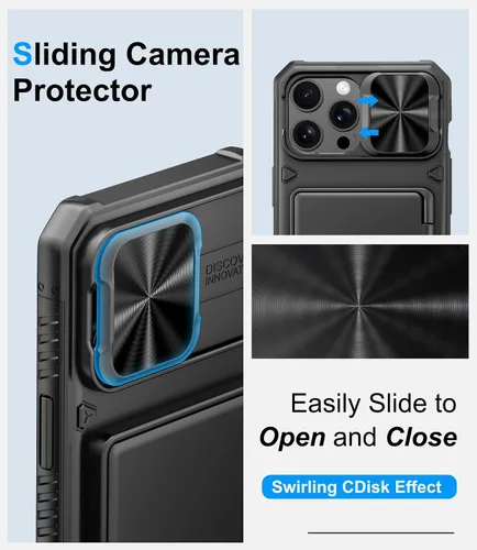 Miniatura 4 de BXYJY Funda tipo cartera para iPhone 12 Pro Max y 13 Pro Max, tarjetero (4-5 tarjetas), cubierta deslizante para cámara, protección militar contra