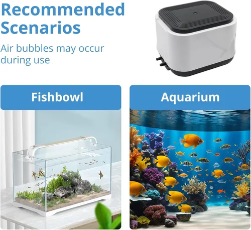 Miniatura 6 de Aquarium Air Pump for Fish Tank, 2 Outlets Adjustable Bubbler, Ultra Quiet & Powerful (3W/5W/10W), Includes Air Stones/Tubing/Check Valve