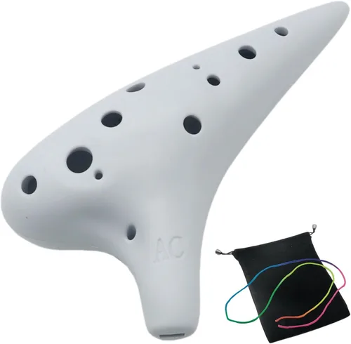 Aestivate Ocarina de plástico de 12 agujeros - Alto C, fácil de jugar, puntiagudo (blanco)