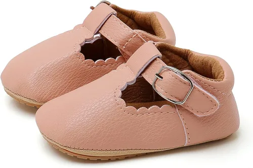 Zapatos planos Mary Jane para bebés y niñas, con suela suave antideslizante, zapatos con estampado de vestido de princesa recién nacida