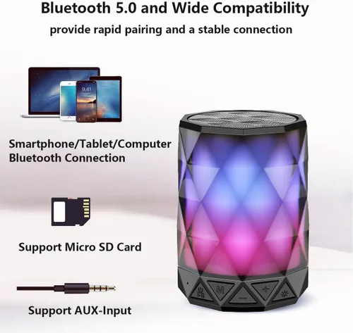 Miniatura 5 de LFS Altavoces Bluetooth portátiles, luz nocturna impermeable, altavoces portátiles ligeros para viajes, piscina, playa, ciclismo, kayak, regalos