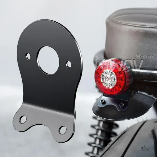 Miniatura 12 de KiWAV Luz trasera redonda/luz de freno LED con soporte de montaje de placa precortada negra