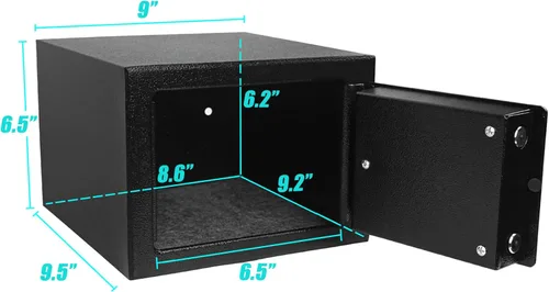 Miniatura 3 de Luwint Caja de seguridad pequeña de acero con cerradura de llave, 0.3 pies cúbicos de seguridad para el hogar para montaje en pared, caja de bloqueo