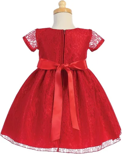 Miniatura 2 de Lito C523 Vestido de encaje rojo de Navidad para niñas