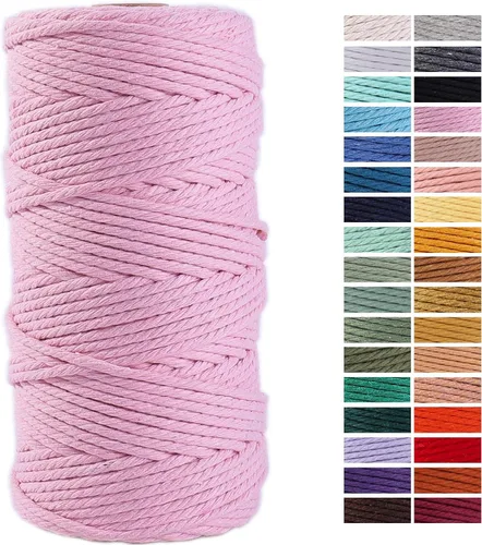 Miniatura 7 de Cuerda de Macramé Gris Claro 3mm x 109 Yardas, Cuerda de Algodón de Colores Cuerda para Manualidades Cuerda de Algodón Colorida para Colgar