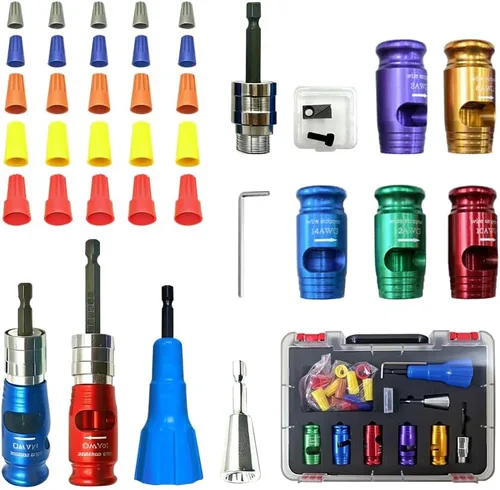 Bigvendor 8 en 1 - Pelacables y herramienta Twister | Juego de pelacables 6-14 AWG con 25 tapas de alambre, kit de 8 piezas para electricistas y