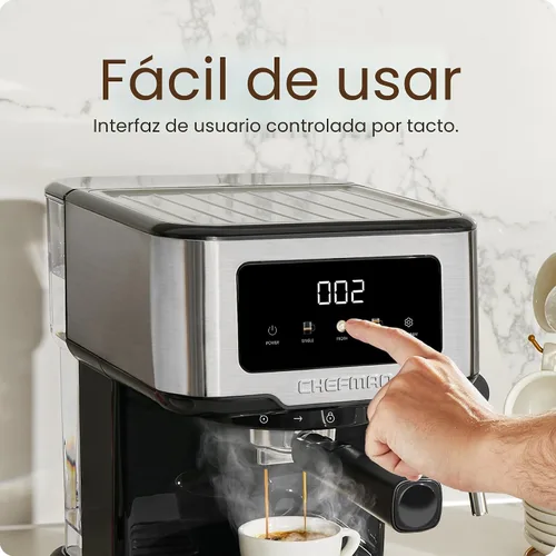 Miniatura 4 de Chefman CraftBrew - Máquina de café expreso digital con bomba de 15 bares con varita de vapor para café con leche y capuchino, máquina de café