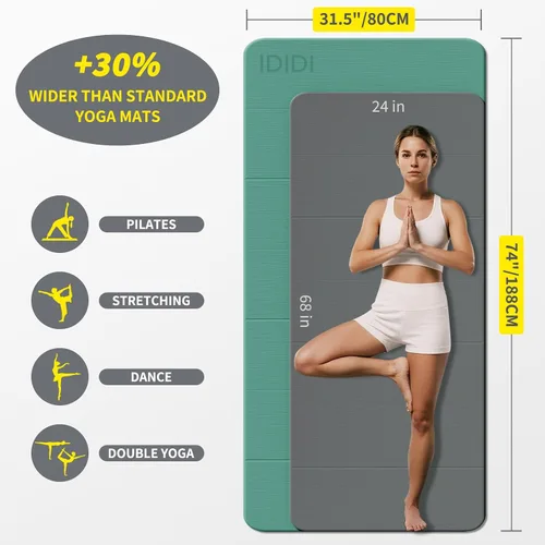Miniatura 2 de Tapete plegable extra grande de yoga y fitness de 0.315 pulgadas (74 x 31.5 x 0.32 pulgadas), tapete de pilates ligero y antideslizante de doble