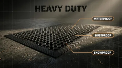 Miniatura 4 de Felpudo de goma grande para exteriores - 60 x 35 pulgadas tapetes de drenaje resistentes para exteriores con agujeros - Alfombra impermeable