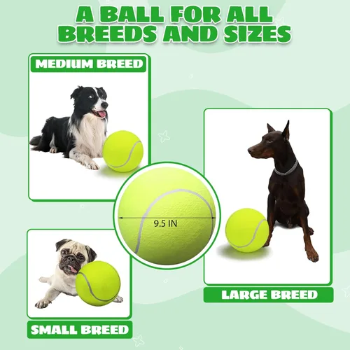 Miniatura 6 de INSUM Pelota de tenis gigante de 9.5 pulgadas, pelota de juguete grande para perros para jugar al aire libre, cumpleaños para perros grandes, ideal