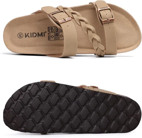 Miniatura 6 de KIDMI Sandalias con plantilla de corcho para mujer con soporte de arco, cómodas sandalias deslizantes con hebilla ajustable para el verano