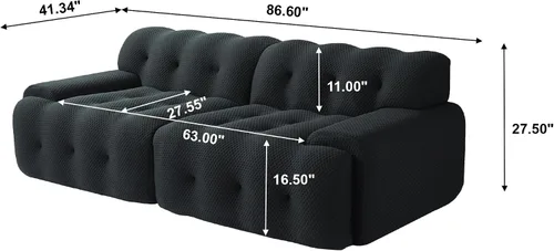 Miniatura 2 de Sofá modular modular de 86.6 pulgadas, sofá biplaza de gran tamaño, tela de malla 3D, cómodo sofá de nube, sofá curvado para sala de estar, oficina