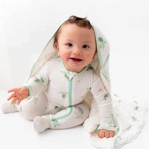 Miniatura 3 de Pijama suave de viscosa de bambú para bebé, cierre de cremallera, 0-24 meses