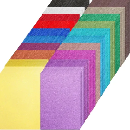 Zhanmai 160 hojas de cartulina con purpurina, 20 colores, papel grueso con purpurina para el regreso a la escuela, suministros para manualidades,