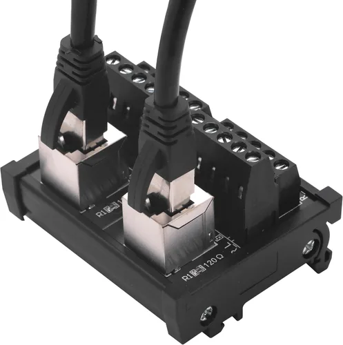 Miniatura 6 de Placa de distribución de conector Ethernet de montaje en riel DIN RJ45 8P8C, conector de bloque de terminales de conector vertical RJ45