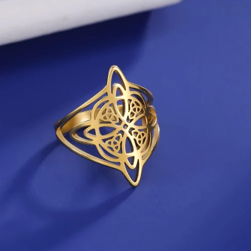 Miniatura 37 de TEAMER Anillo de nudo de brujas, amuleto celta de acero inoxidable, joyería vintage para mujer