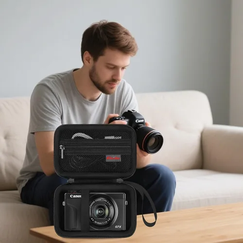 Miniatura 8 de Elonbo Funda para cámara digital Canon PowerShot G7 X Mark III/G7 X Mark II/Canon Powershot SX740 HS/ SX730 HS/ SX720 HS - Funda de transporte