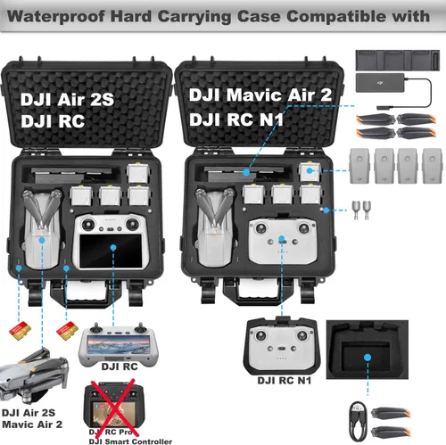 Miniatura 2 de Lekufee Funda rígida impermeable compatible con DJI Air 2S/2, Fly More Combo, DJI RC 2, RC N3/N2/N1 y accesorios (solo funda)