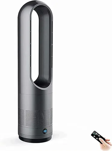 Ventilador de torre con ventilador remoto sin aspas para dormitorio, ventilador de torre para dormitorio oscilante, combo de calefacción y