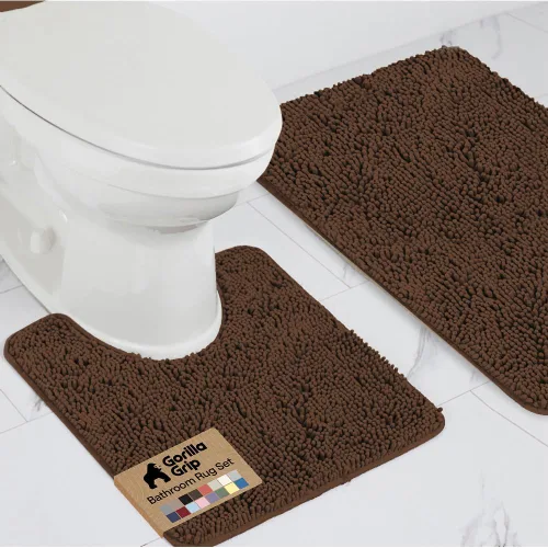 Miniatura 28 de GORILLA GRIP - Juegos de alfombras de baño, juego de 2 alfombras de chenilla suave, alfombra base para inodoro y alfombra de 30 x 20, alfombras Negro