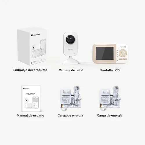 Miniatura 8 de ebemate Cámara Monitor de Video para Bebé con Pantalla LCD de 2.8" Video y Audio Visión Nocturna Sin Resplandor, Audio Bidireccional Cámara