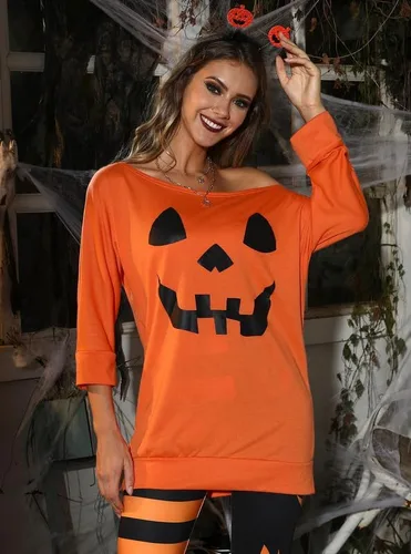 Miniatura 4 de For G and PL Tops de manga 34 con hombros descubiertos para Halloween para mujer