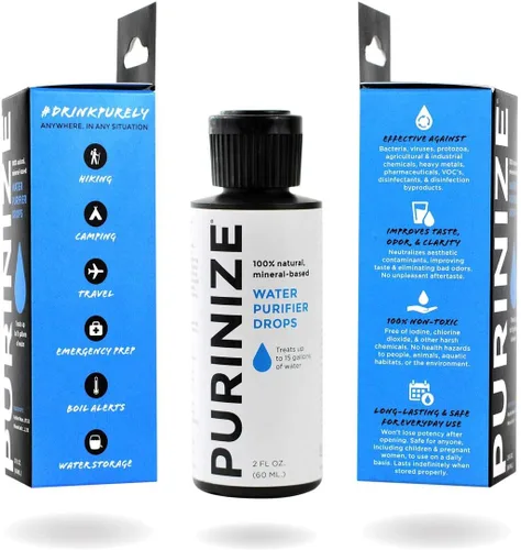 La mejor y única solución purificadora de agua natural patentada - Purificación de agua de supervivencia y campamento sin químicos (2 oz)
