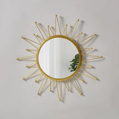 Miniatura 7 de Espejos Dorados para Pared - Espejo de Pared de Metal en Forma de Rayos de Sol, Decoración de Habitación y Decoración del Hogar, Espejo Bohemio