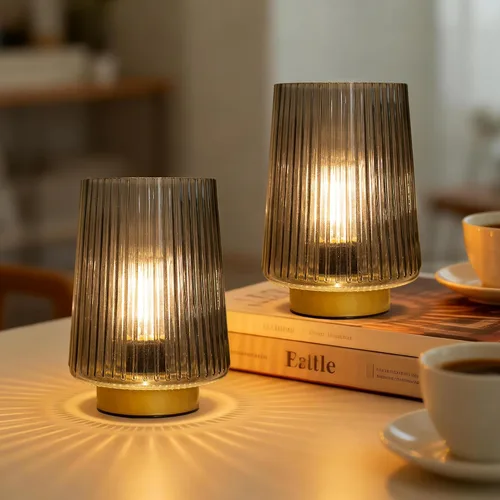 Lámpara alimentada por pilas con temporizador, lámparas de mesa pequeñas inalámbricas operadas con baterías con foco LED, lámpara de mesita