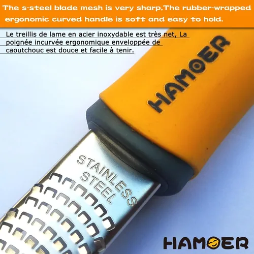 Miniatura 5 de Rallador de cítricos naranja y limón con cuchillo de canal Acero inoxidable con mango de goma antideslizante Juego de 2 herramientas multiusos