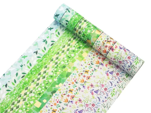 Miniatura 2 de YUBBAEX - Juego de cinta adhesiva Washi Tape dorada poética VSCO con lámina de plata floral, decorativa para arte, manualidades, bricolaje, Sauce 12